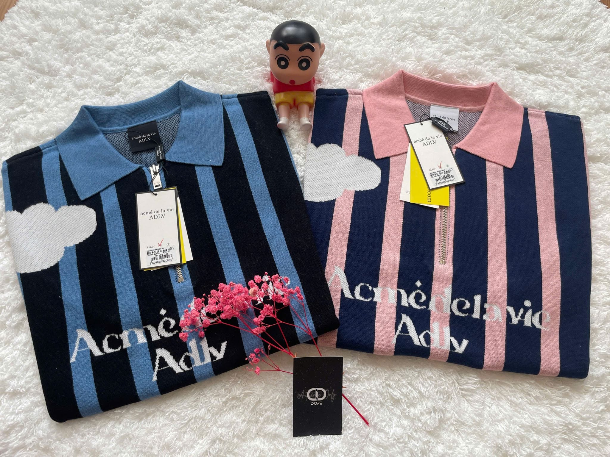  Áo Sweater ADLV - Acmé de la vie Cloud Logo Short Sleeve Knit Blue 