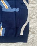  Áo Sweater ADLV - Acmé de la vie Knit Zip Up Wave Pattern Navy 