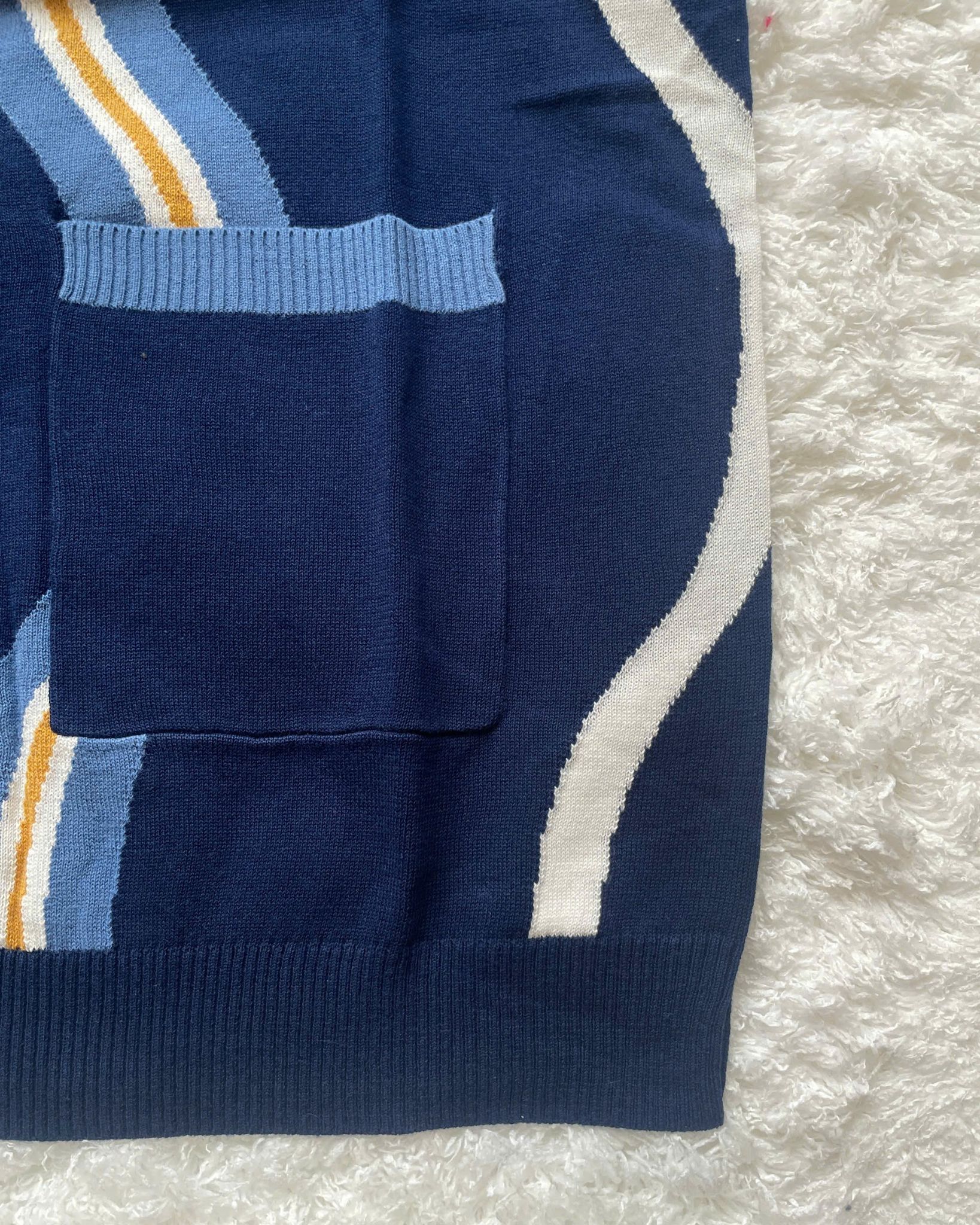  Áo Sweater ADLV - Acmé de la vie Knit Zip Up Wave Pattern Navy 