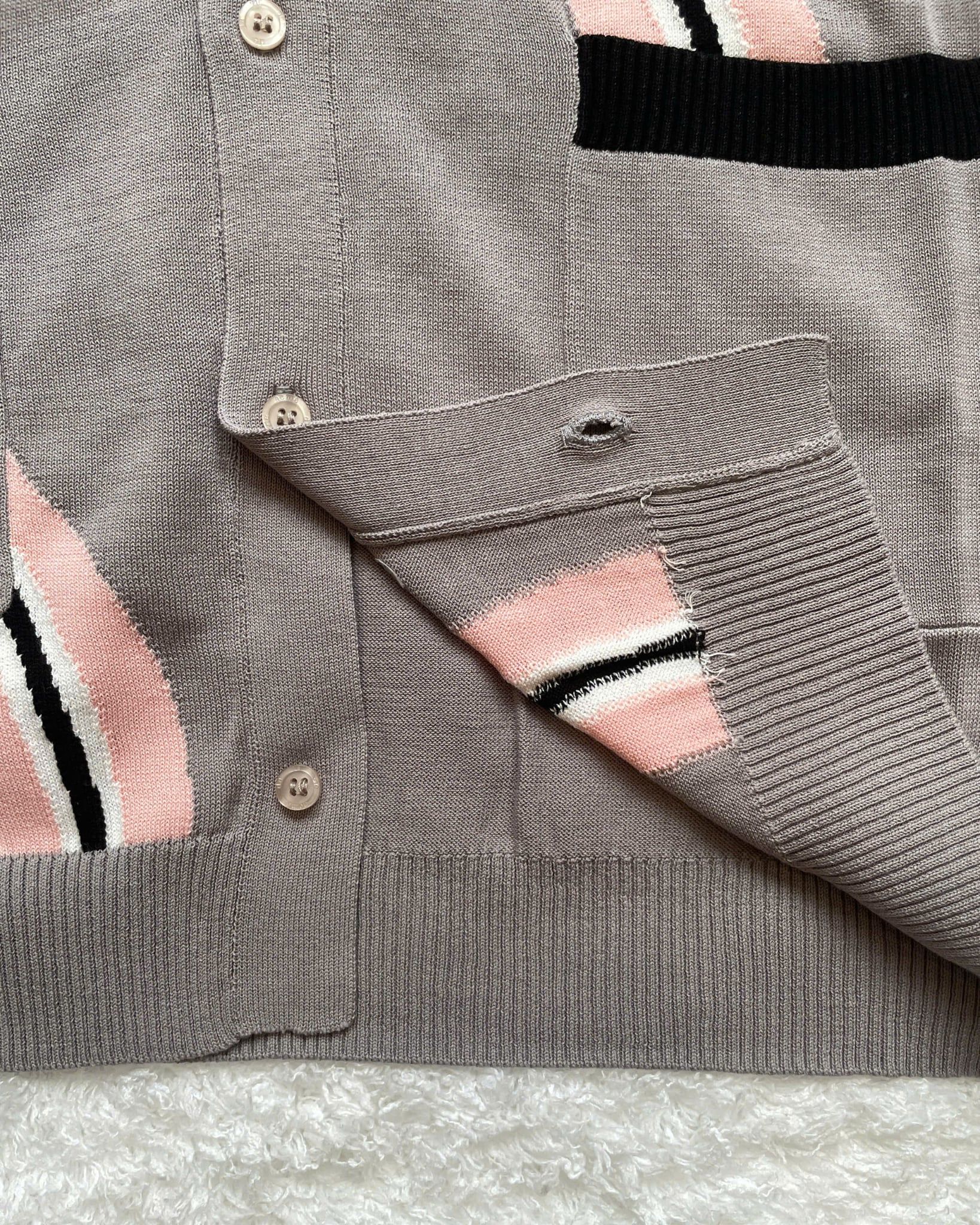  Áo Sweater ADLV - Acmé de la vie Knit Zip Up Wave Pattern Grey 