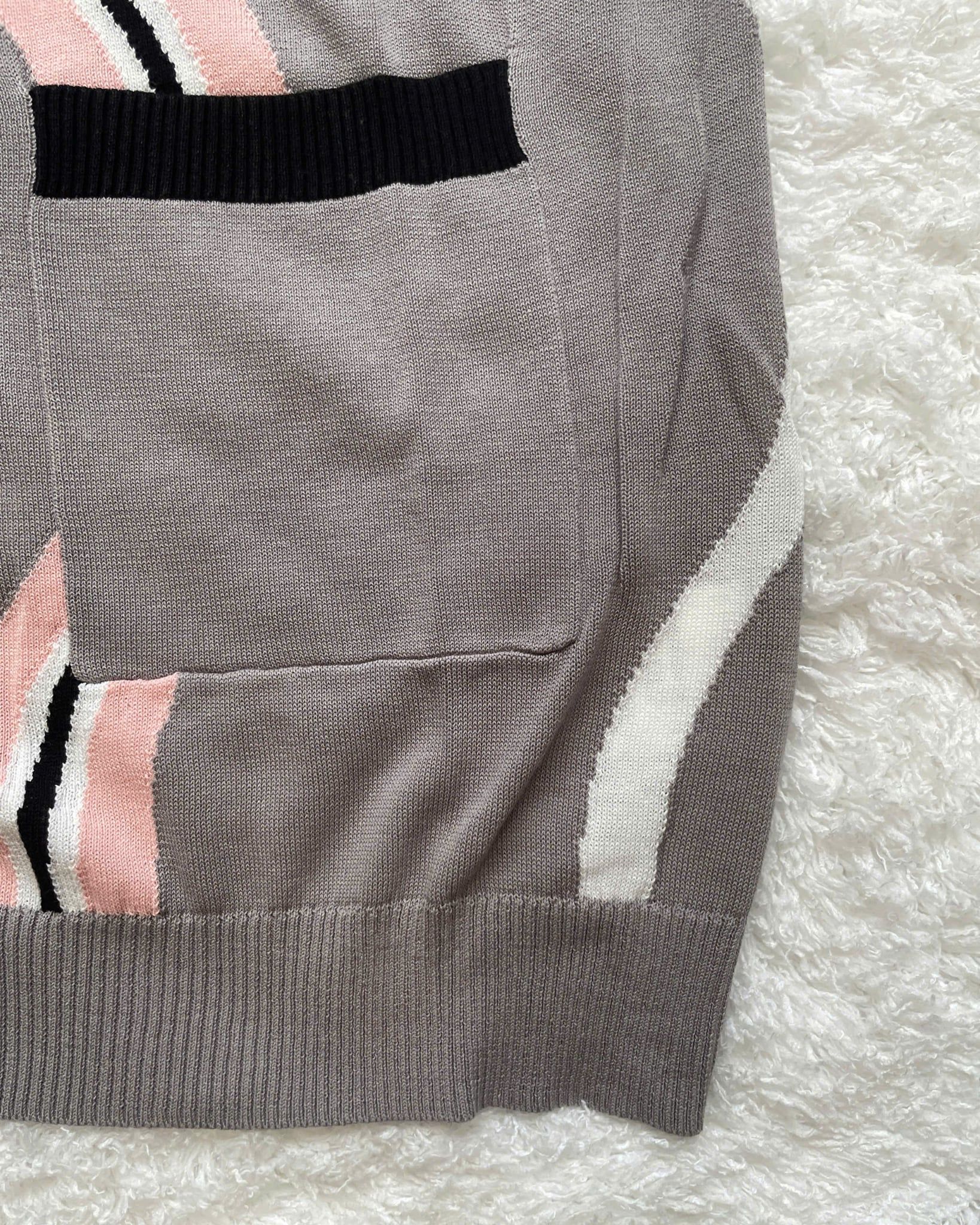  Áo Sweater ADLV - Acmé de la vie Knit Zip Up Wave Pattern Grey 