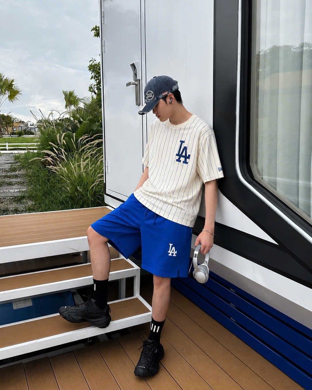  Áo Thun New Era - [Unisex] LA Stipe Cream/Blue - 60334723 