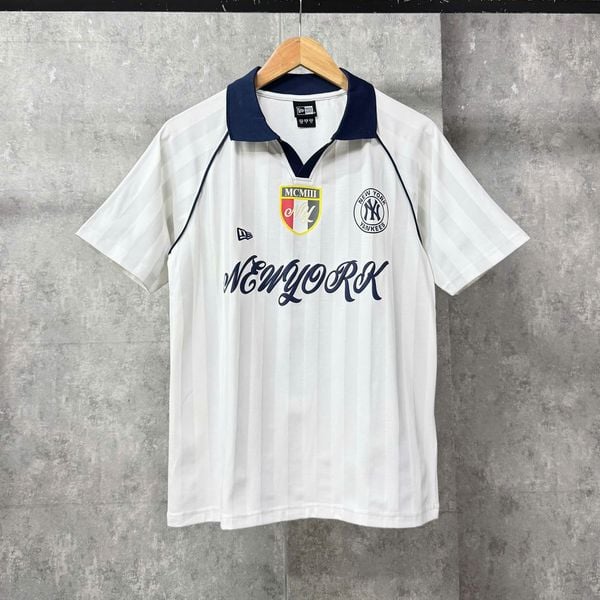 Áo Thun Polo New Era - [Unisex] NY Stripe Middle Logo White/Navy - 15544583