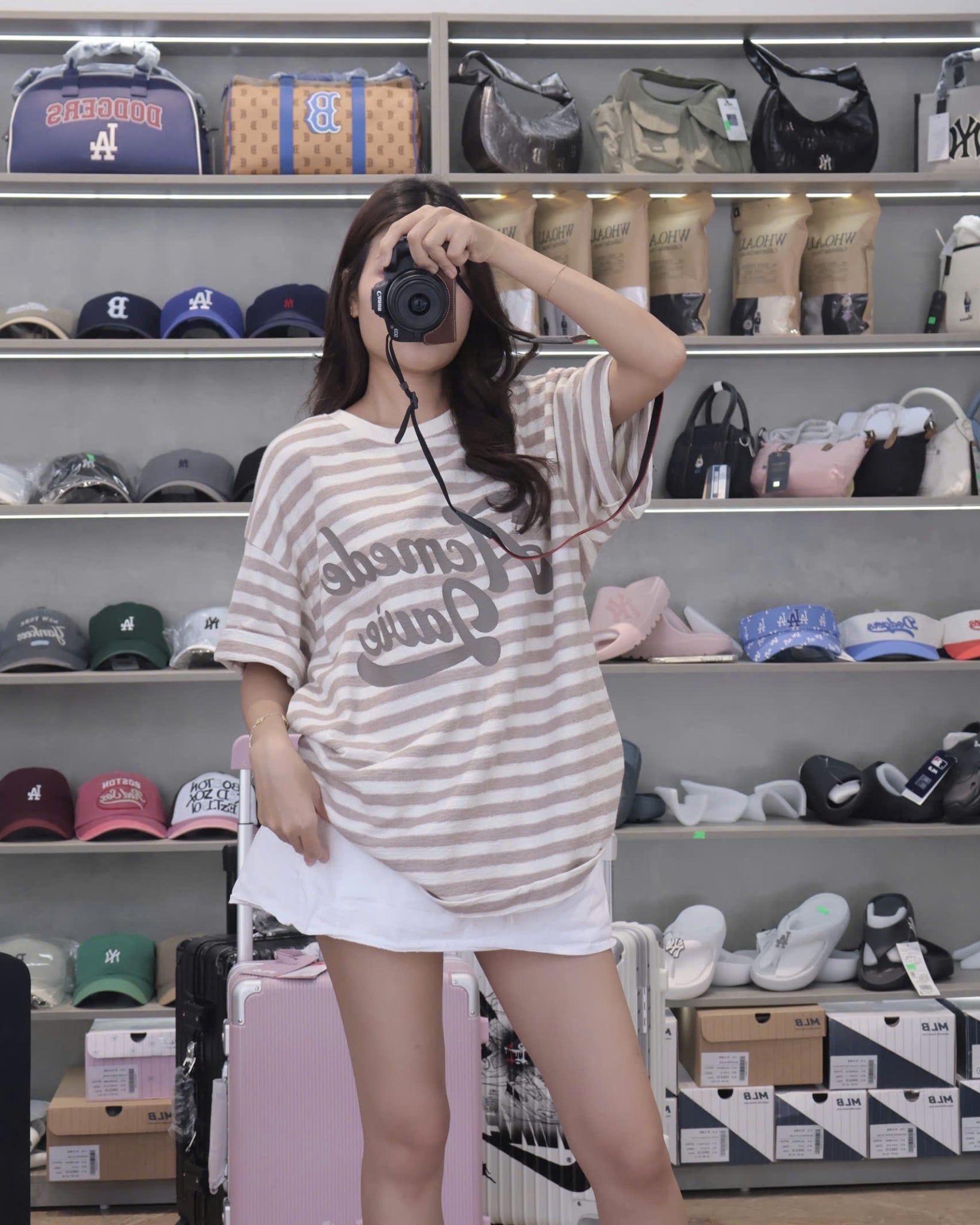  Áo thun ADLV [Unisex] - Acmédelavie Stripe Logo Print 