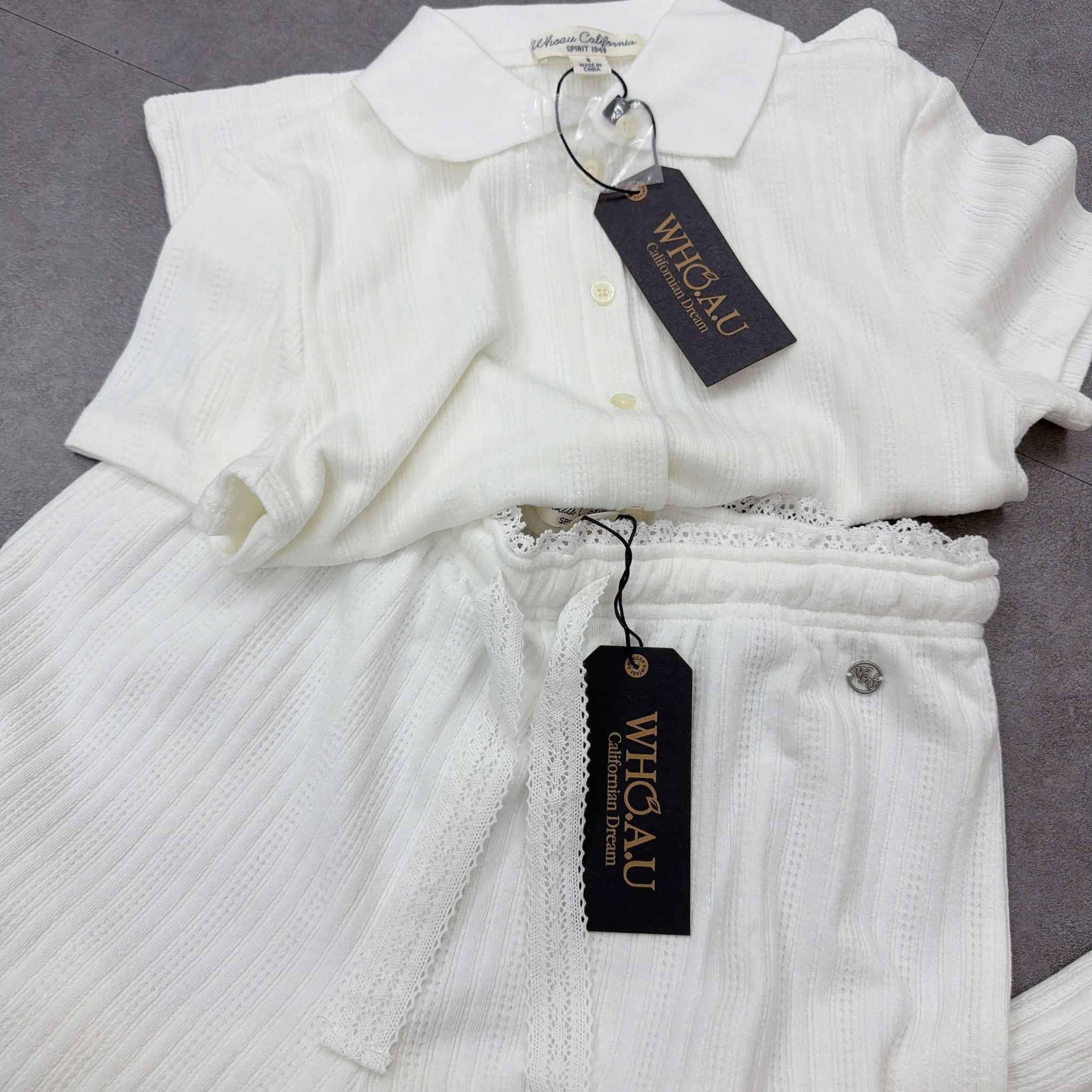  Set Polo Whoau [Nữ] Summer Eyelet Jacquard - WHAAG2551F / WHTMG2551F 