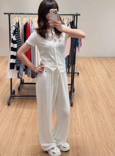  Set Polo Whoau [Nữ] Summer Eyelet Jacquard - WHAAG2551F / WHTMG2551F 