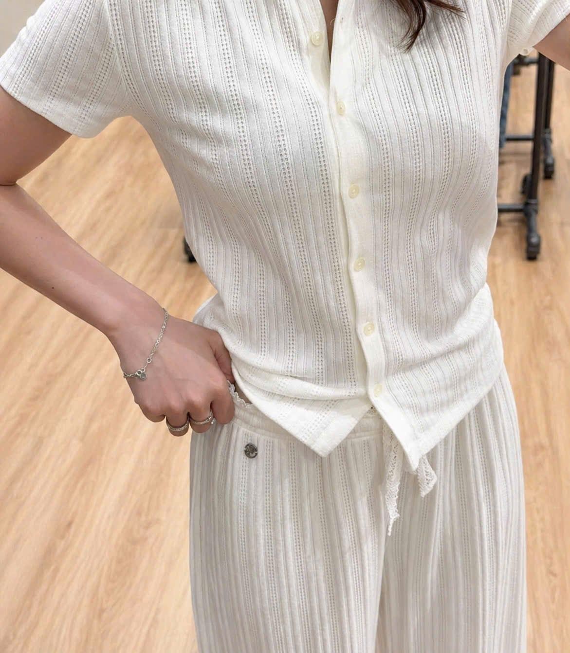  Set Polo Whoau [Nữ] Summer Eyelet Jacquard - WHAAG2551F / WHTMG2551F 