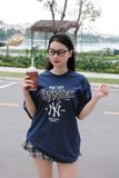 Áo thun [Unisex] MLB - Basic Big Logo Mega Overfit Functional Short Sleeve T-Shirt NY Yankees Navy - 3ATSB0553-50NYS 