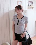  Áo Thun WHOAU [Nữ] - Steve Ribbed Henry Neck - WHRAG2452F 