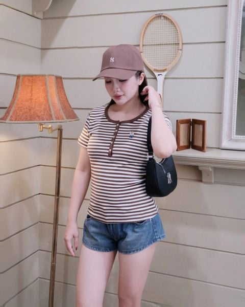  Áo Thun WHOAU [Nữ] - Steve Ribbed Henry Neck - WHRAG2452F 