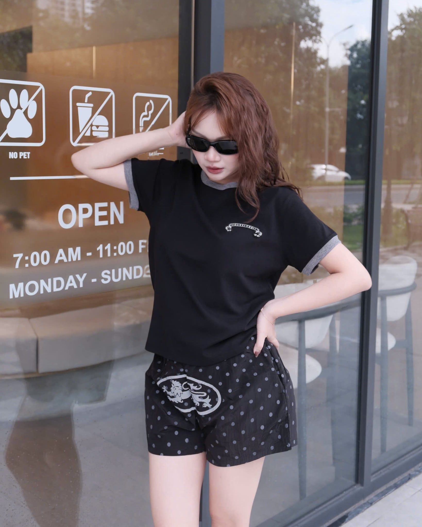  Áo Thun [Unisex] Badblood - [w-tee25-095] Cosmo Reflective Ringer T-Shirt Black 