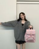  Balo MLB Korea - Dia Monogram Mini Backpack New York Yankees Pink - 7ABKMD45N-50PKL 