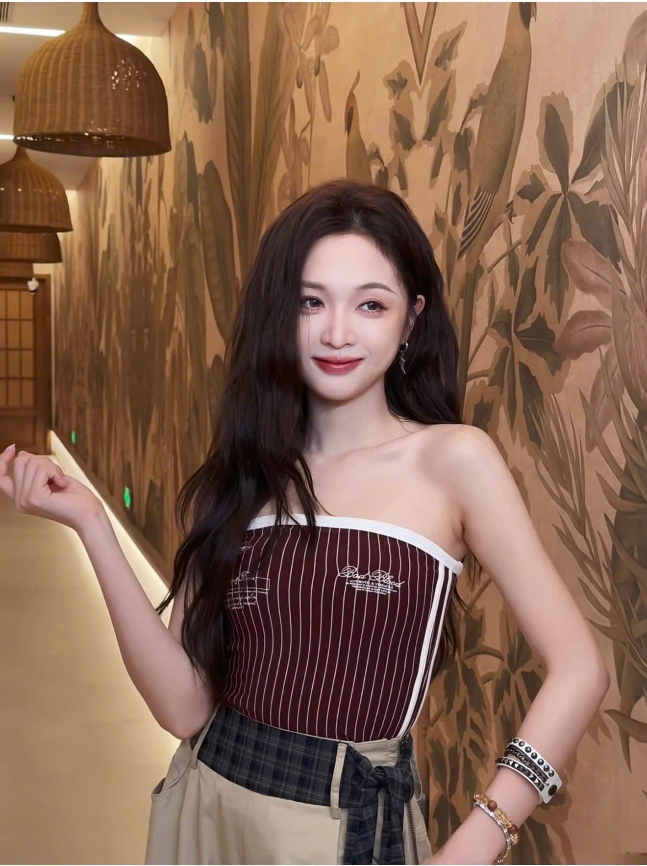  Áo Quây [Nữ] Badblood - [w-tnk25-033] Classic Logo Stripe Tube Top Wine 