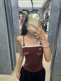  Áo Quây [Nữ] Badblood - [w-tnk25-033] Classic Logo Stripe Tube Top Wine 