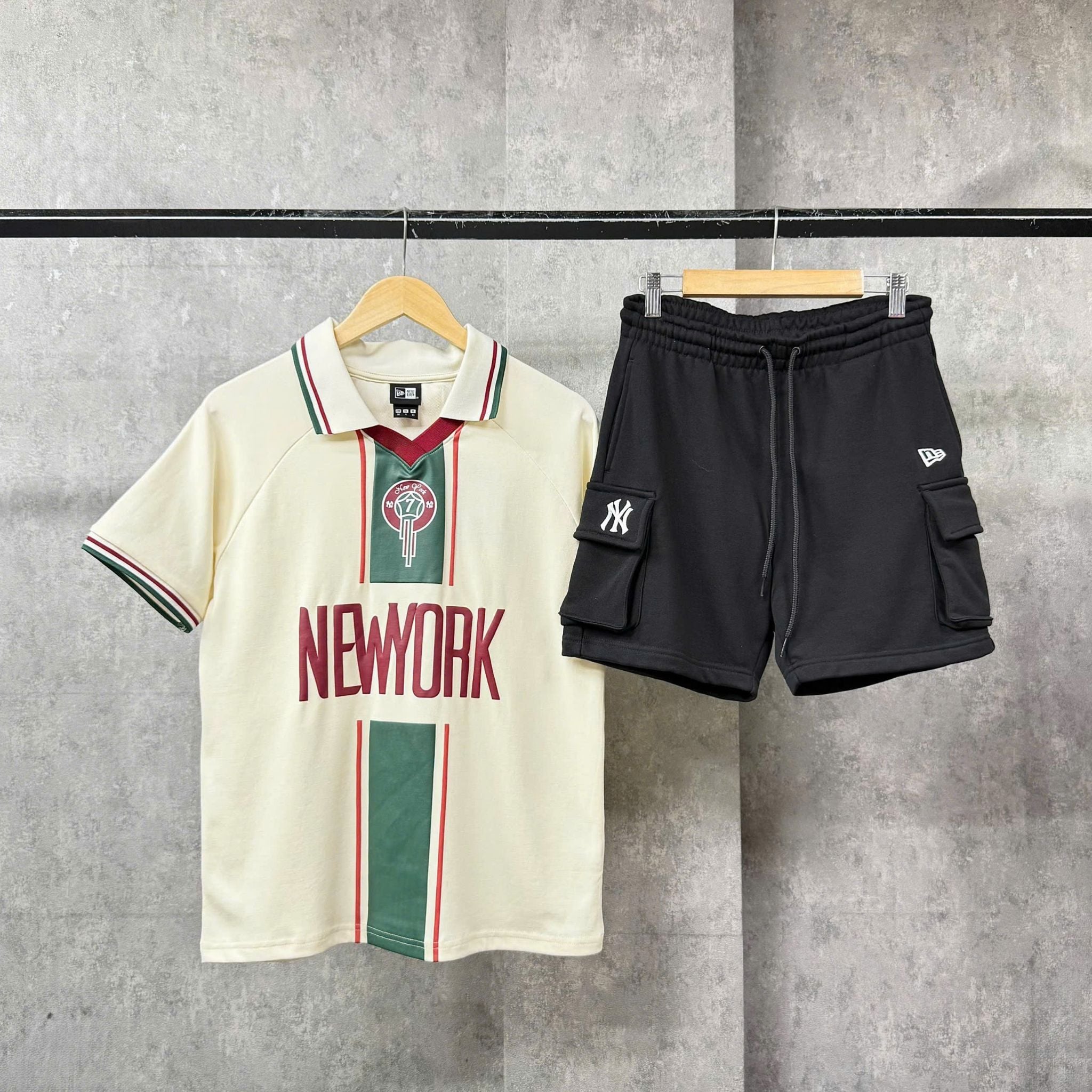  Áo Thun Polo New Era - [Unisex] Number 7 NY Cream/Green - 13782551 