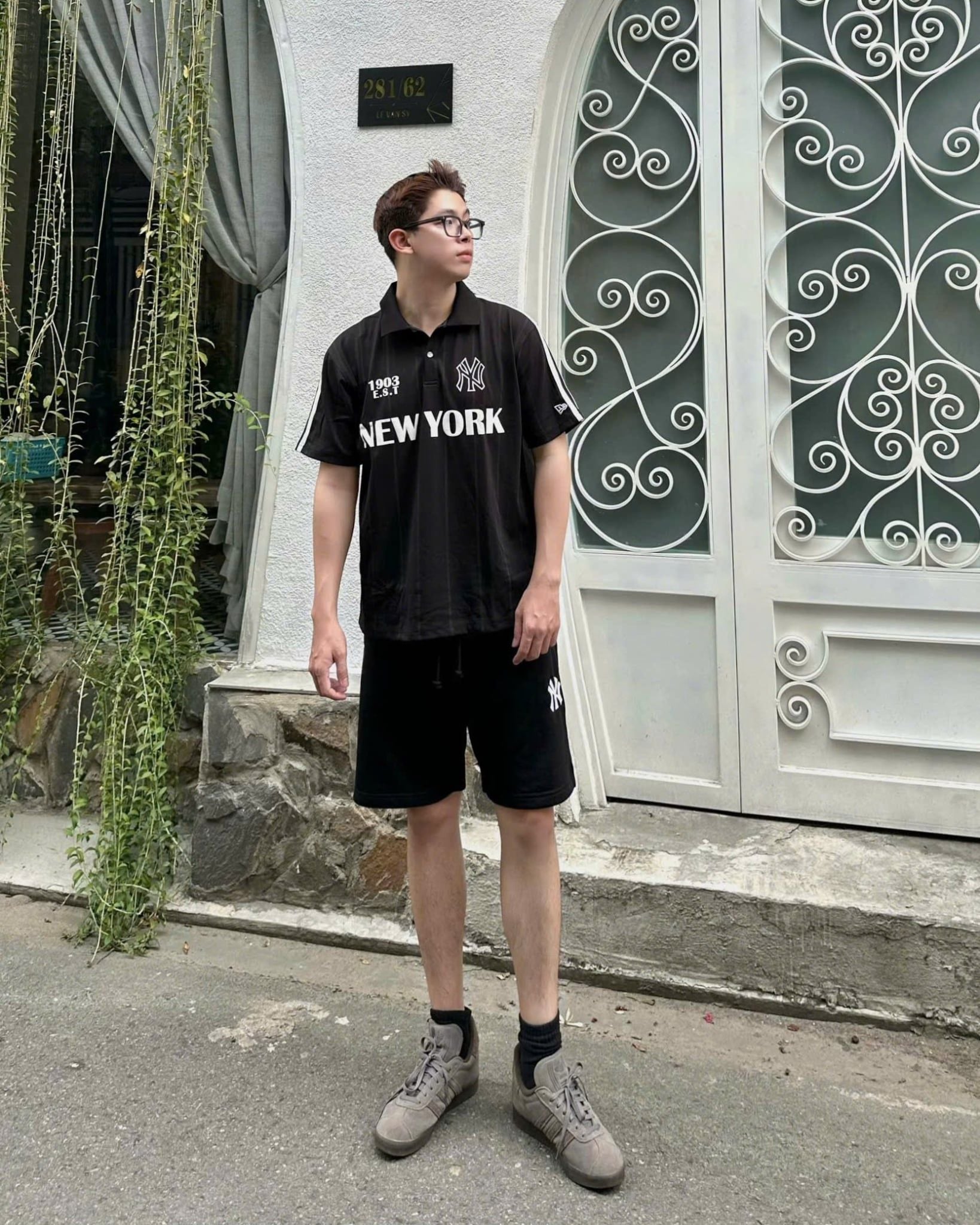  Áo Thun Polo New Era - [Unisex] Shoulder Line Jersey NY Black - 16599858 