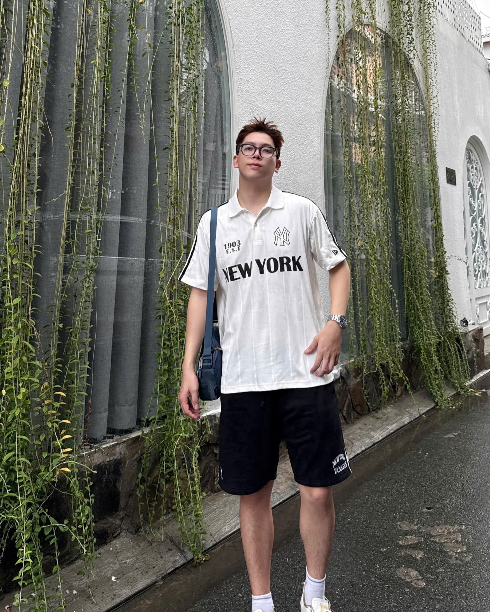  Áo Thun Polo New Era - [Unisex] Shoulder Line Jersey NY White - 16599859 