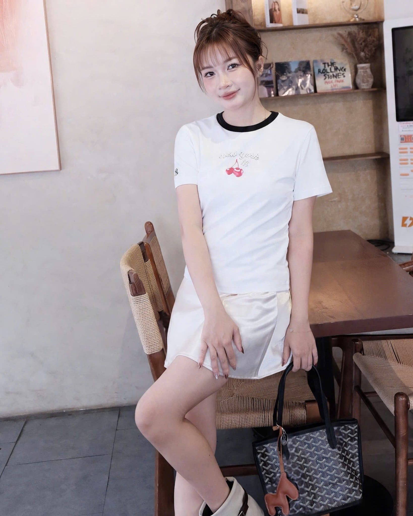  Áo Thun Semi-Crop MLB [Nữ] Summer Fruits Lifestyle - 3FTSN6363-50WHS 