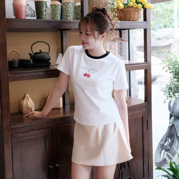  Áo Thun Semi-Crop MLB [Nữ] Summer Fruits Lifestyle - 3FTSN6363-50WHS 