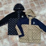  Áo Khoác Gió MLB Dia Monogram Color Block Jacquard Windbreaker D.Camel - 3AWJM0241-43CAD 