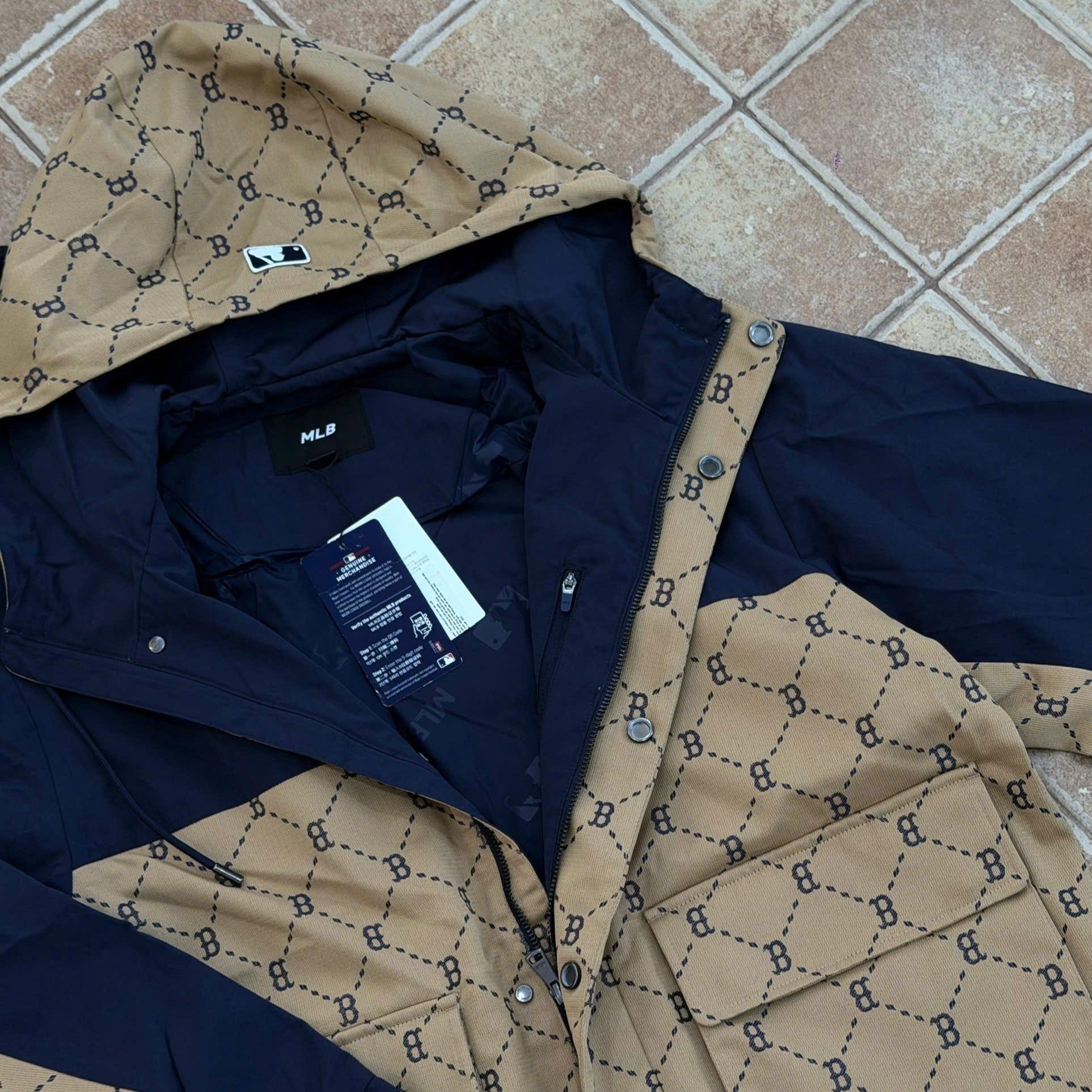  Áo Khoác Gió MLB Dia Monogram Color Block Jacquard Windbreaker D.Camel - 3AWJM0241-43CAD 