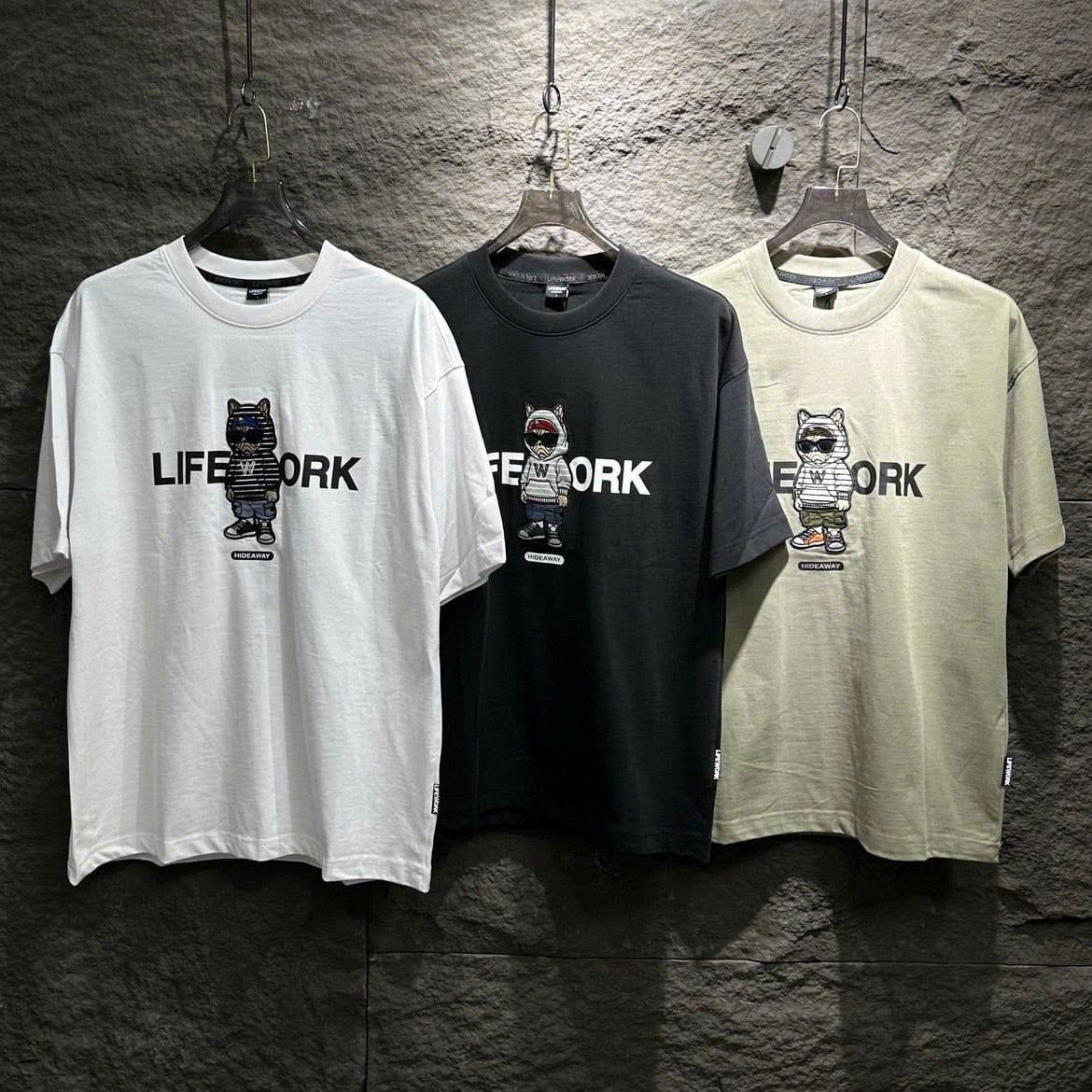  Áo thun LifeWork [Unisex] - Hipdog Hooded Applique Short Sleeve T-shirt - LW262TS104 