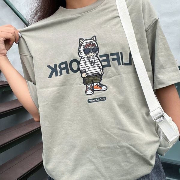 Áo thun LifeWork [Unisex] - Hipdog Hooded Applique Short Sleeve T-shirt - LW262TS104
