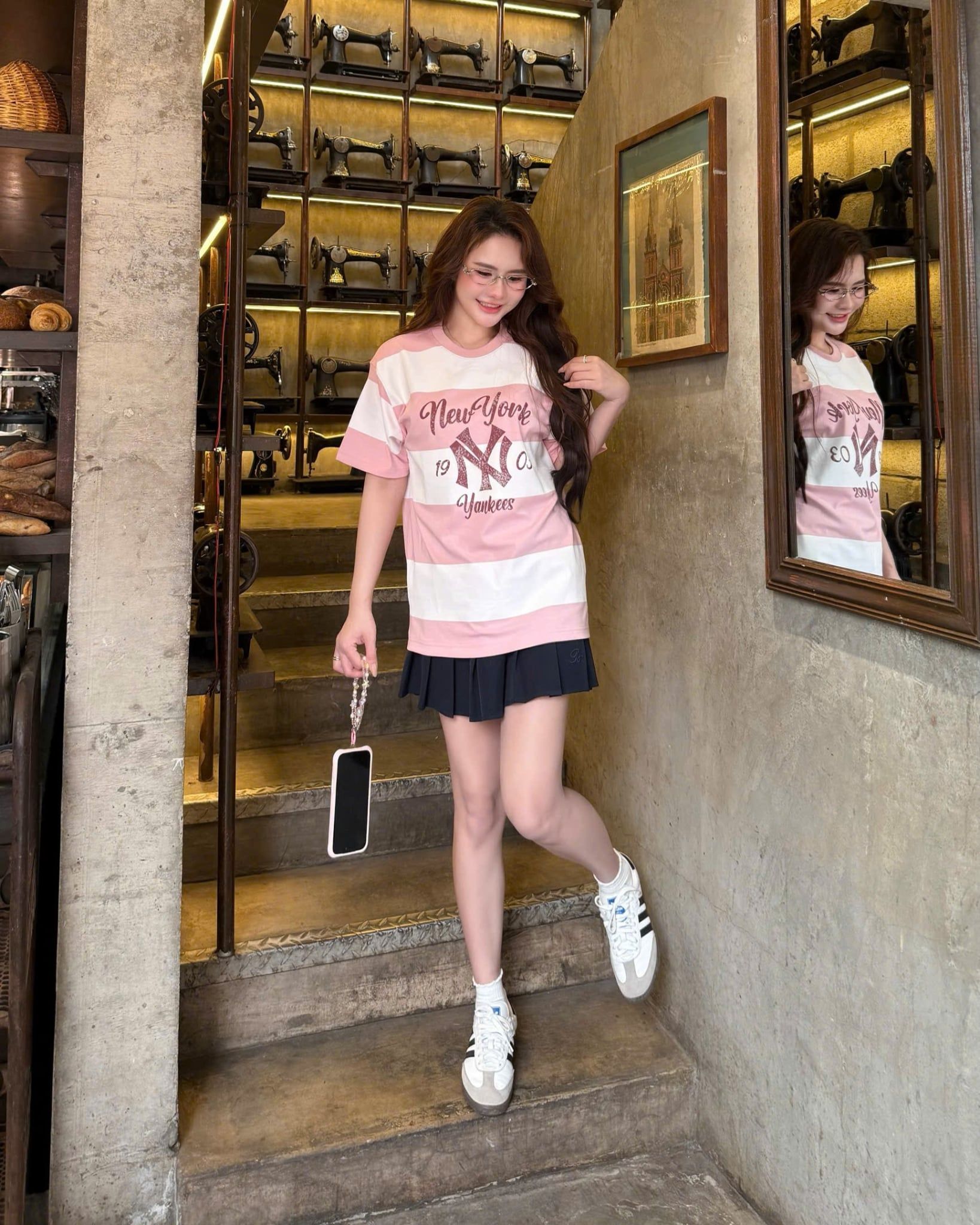  Áo Thun New Era - [Unisex] NY 1903 Stipe Pink - 16221249 