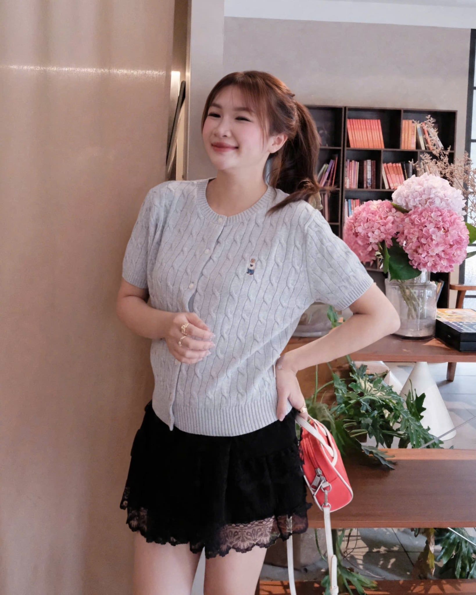 Áo Thun Len WHOAU [Nữ] - Steve R-Neck Cable - WHCKG2412F 