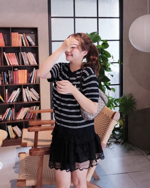  Áo Thun Len WHOAU [Nữ] - Steve R-Neck Cable - WHCKG2412F 