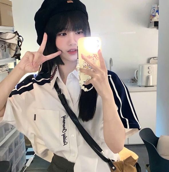  Áo Sơ Mi RMTCRW [ROMANTIC CROWN] - [Unisex] Shoulder Line Half Shirt 