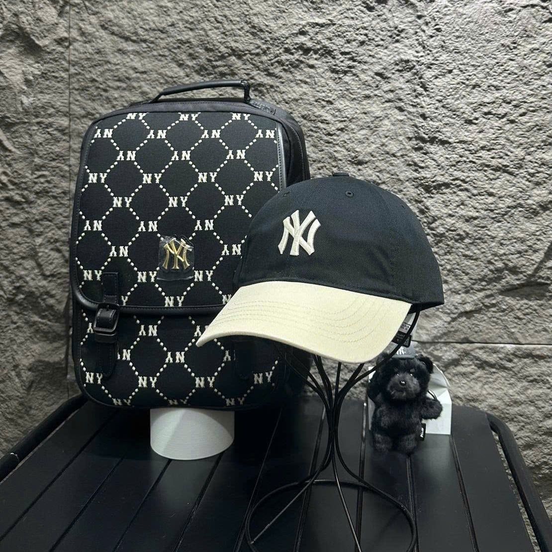  Balo MLB Korea - Diamond Monogram Jacquard Cute Bear NY Yankees Black - 7ABKMD24N-50BKS 