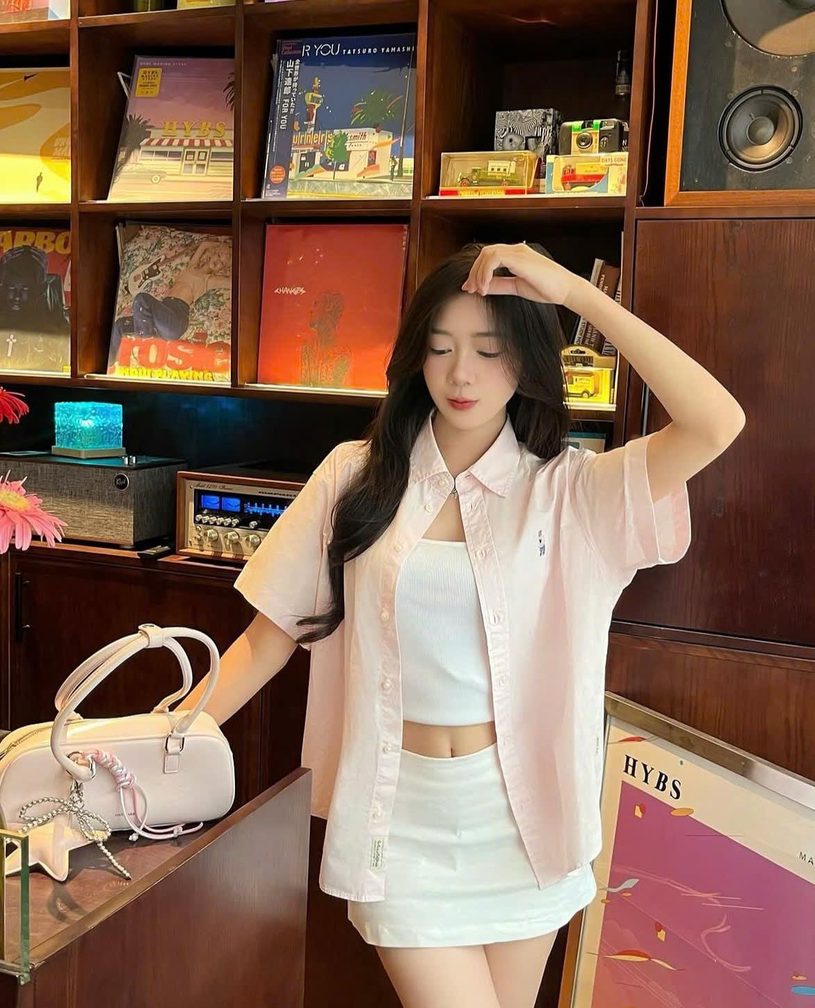  Áo Sơ Mi WHOAU [Unisex] - Steve Loose Fit Short Sleeve Shirts Pink - WHYAG2511F 