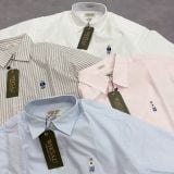  Áo Sơ Mi WHOAU [Unisex] - Steve Loose Fit Short Sleeve Shirts Stripe Blue - WHYAG2511F 