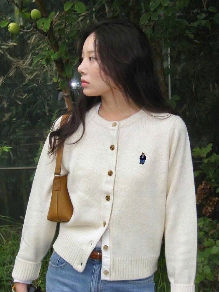  Áo Cardigan WHOAU [Nữ] - Steve R-Neck Cream - WHCKG1111F 