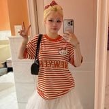  Áo Thun New Era - [Unisex] Kitty Cap NY Stripe Orange - 14447858 