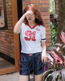  Áo Thun [Unisex] Badblood - [w-tee24-065] 91 Slim Fit Football Jersey White 