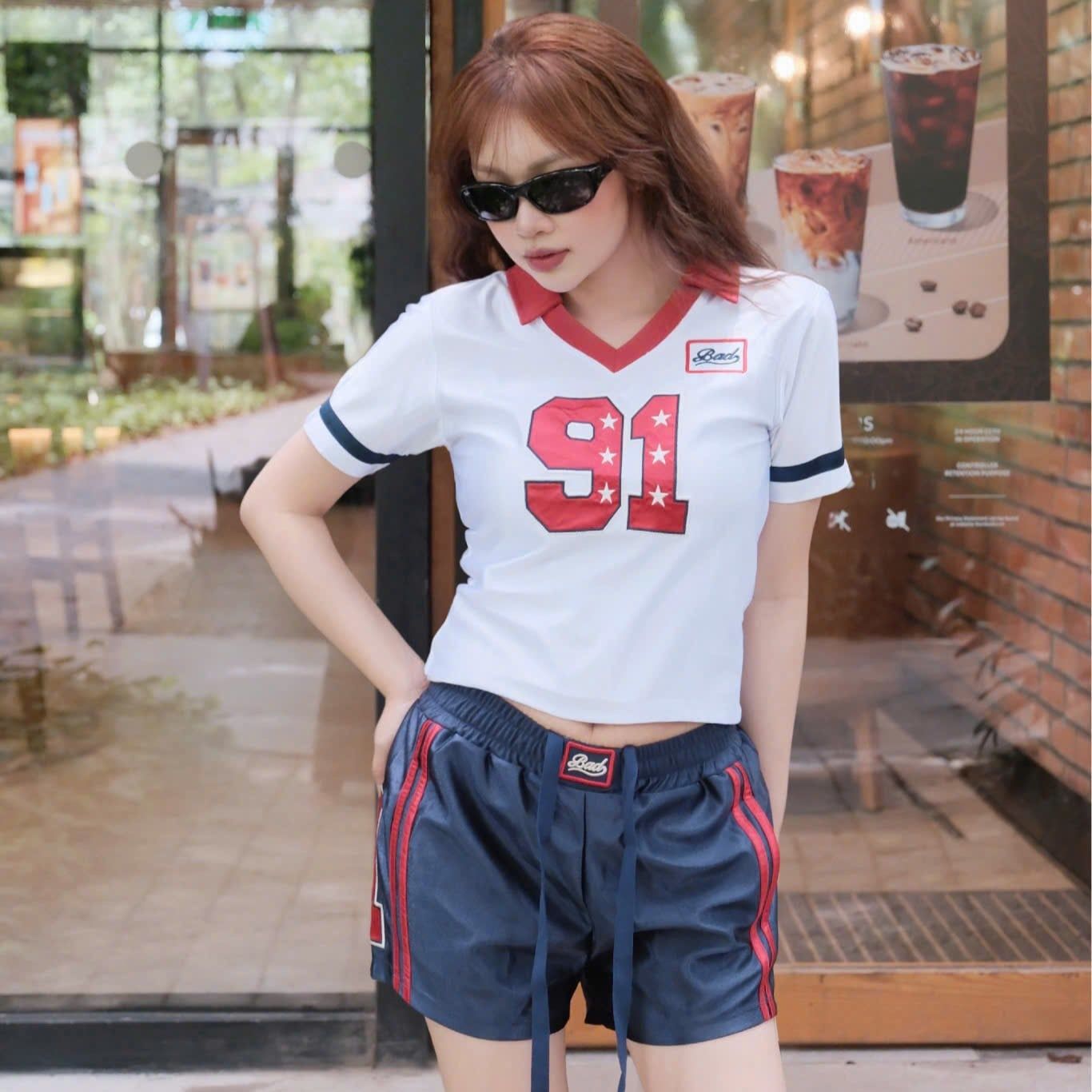  Áo Thun [Unisex] Badblood - [w-tee24-065] 91 Slim Fit Football Jersey White 