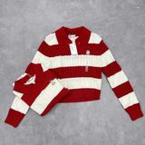  Áo Sweater Crop SPAO [Nữ] - Woody Cable Half-Open Red - SPKWF49G50 