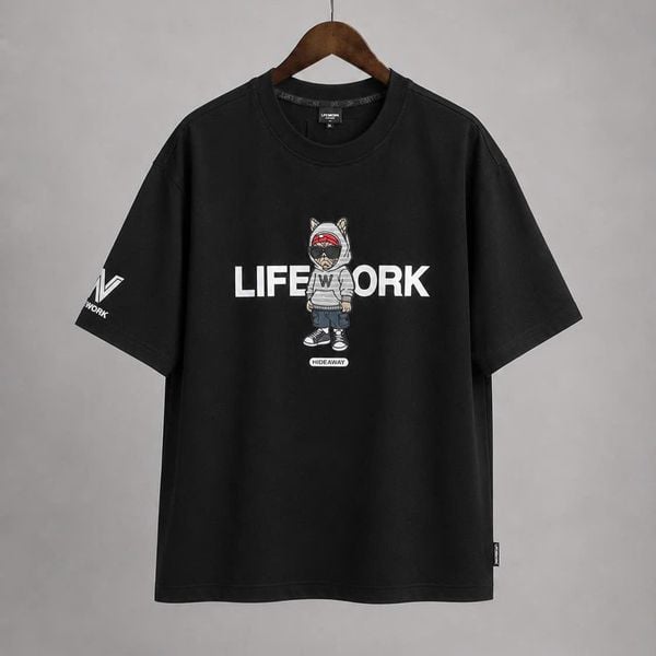 Áo thun LifeWork [Unisex] - Hipdog Hooded Applique Short Sleeve T-shirt - LW262TS104