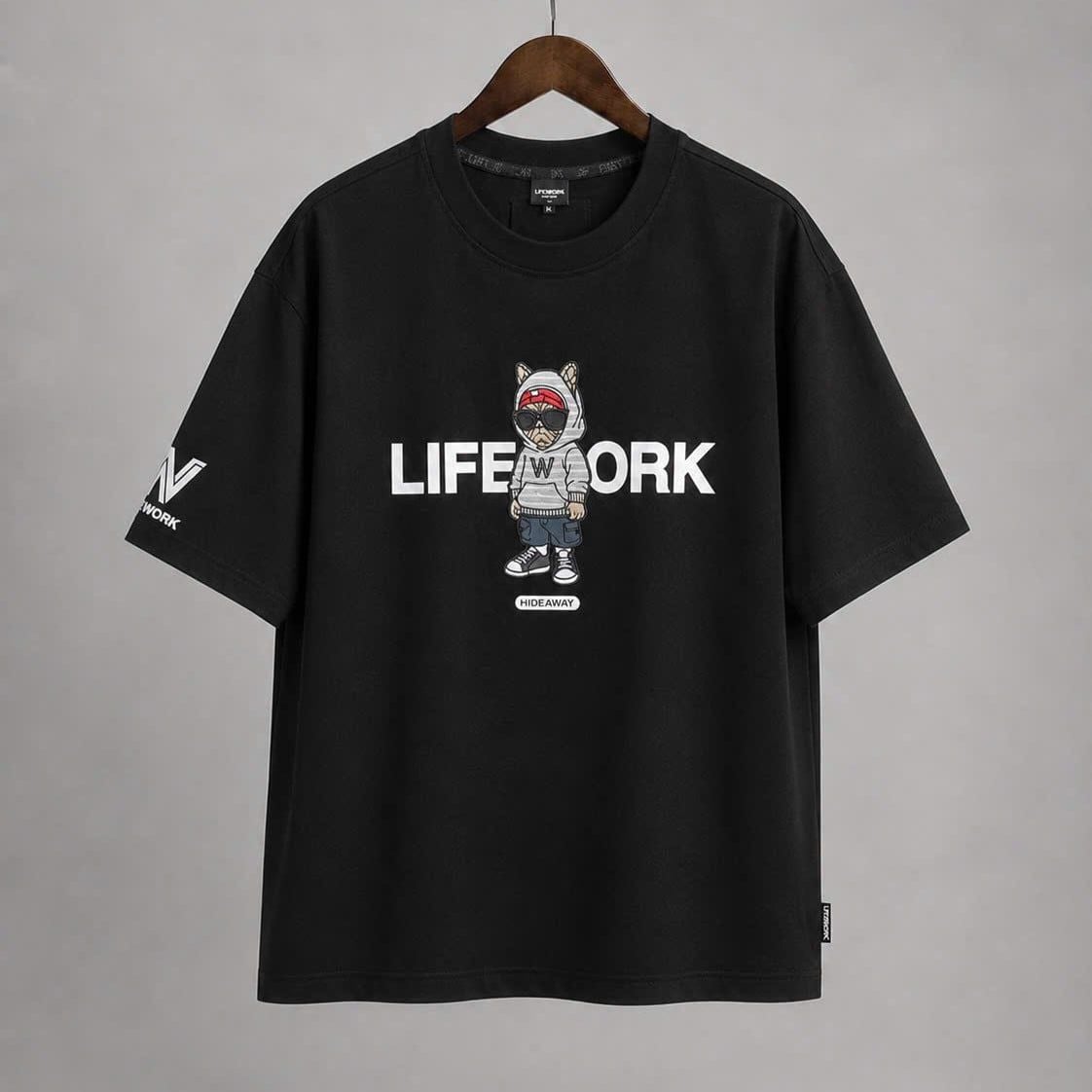  Áo thun LifeWork [Unisex] - Hipdog Hooded Applique Short Sleeve T-shirt - LW262TS104 