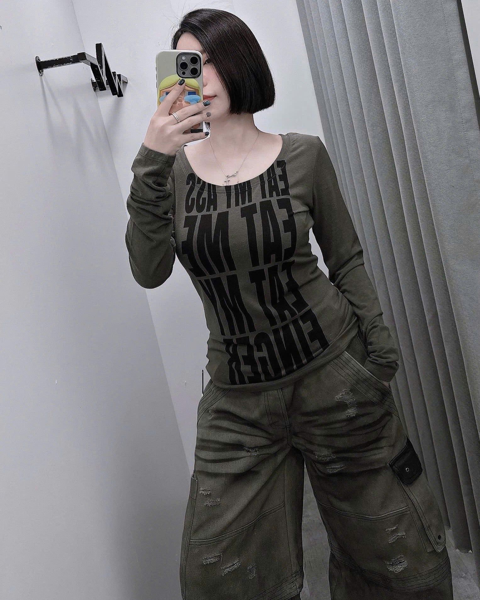  Áo Thun Dài Tay [Unisex] Badblood - [w-tee25-165] Eat Me Loose Fit Tee - Tobacco 