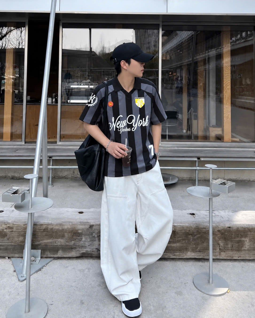  Áo Thun Polo New Era - [Unisex] New York Jersey Stripe Black - 13782557 