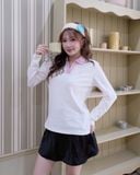  Áo Thun MLB [Nữ] - Basic Small Logo Long Sleeve Collared CLE - 3FPQB0141 