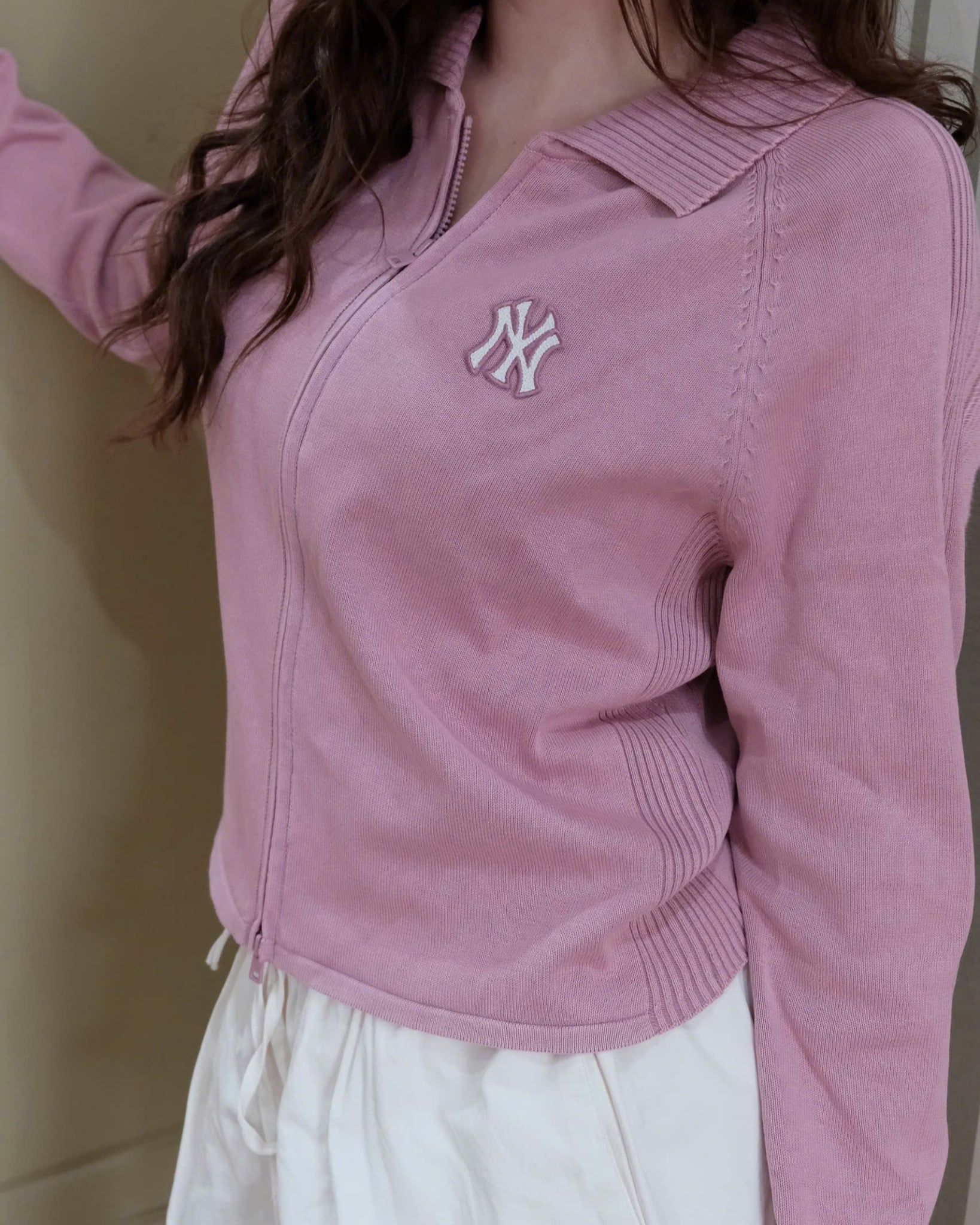  Áo Cardigan MLB [Nữ] - Basic Vintage Washed NY D.Pink - 3FKCB0554-50PKD 