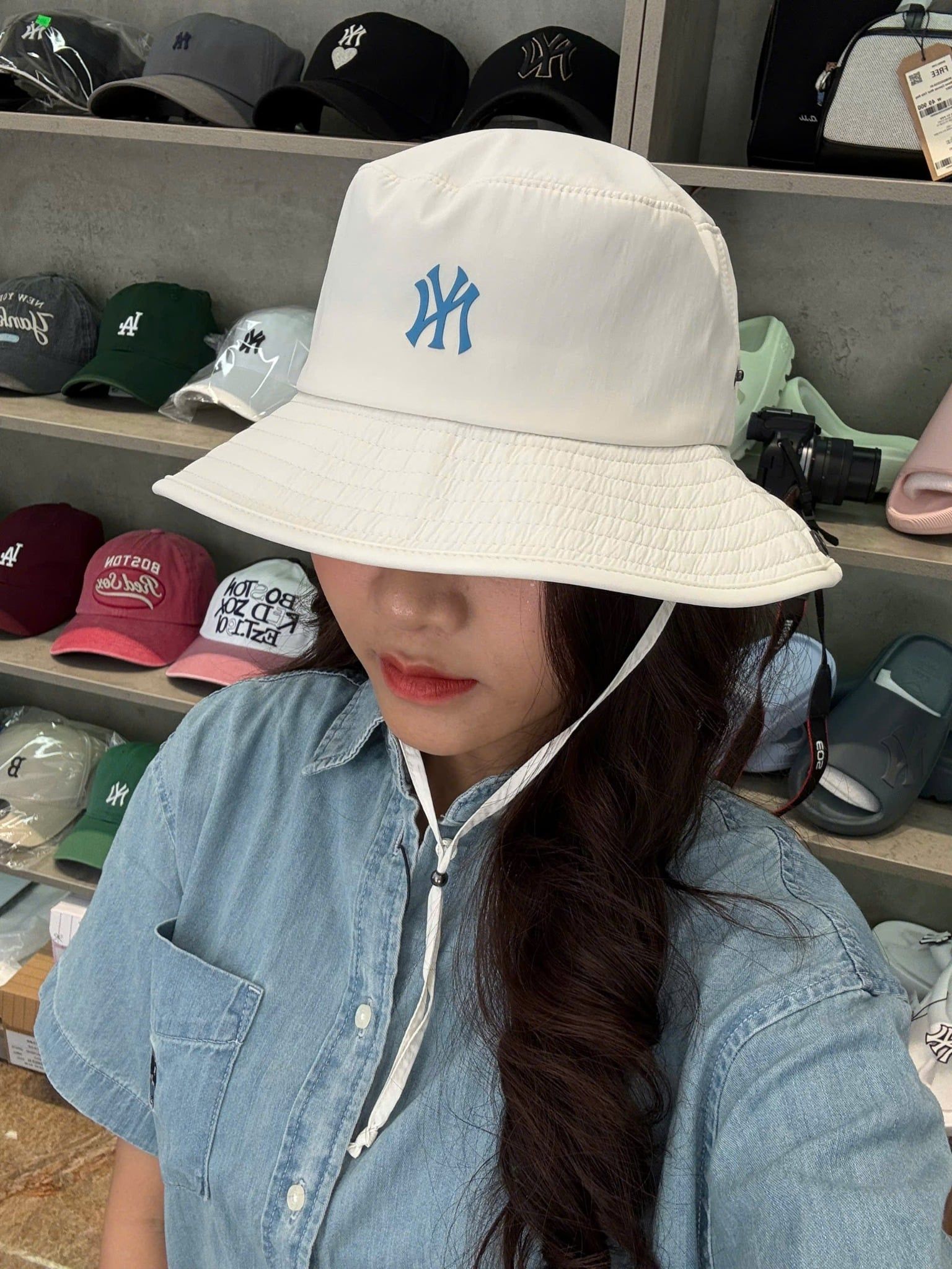  Nón Bucket MLB - [Unisex] Lightweight Nylon Wide Safari NY - 3AHTB056N-50CRS 