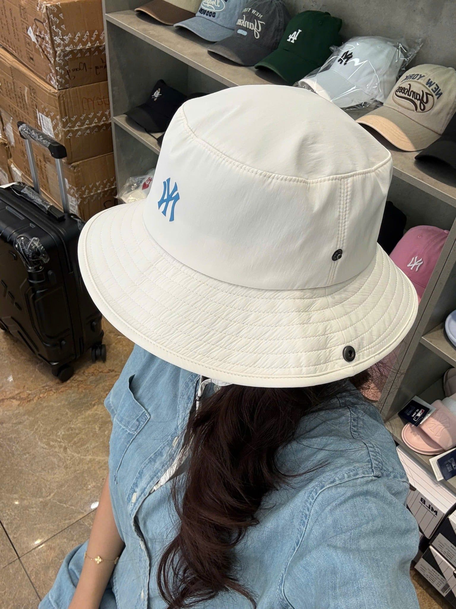  Nón Bucket MLB - [Unisex] Lightweight Nylon Wide Safari NY - 3AHTB056N-50CRS 