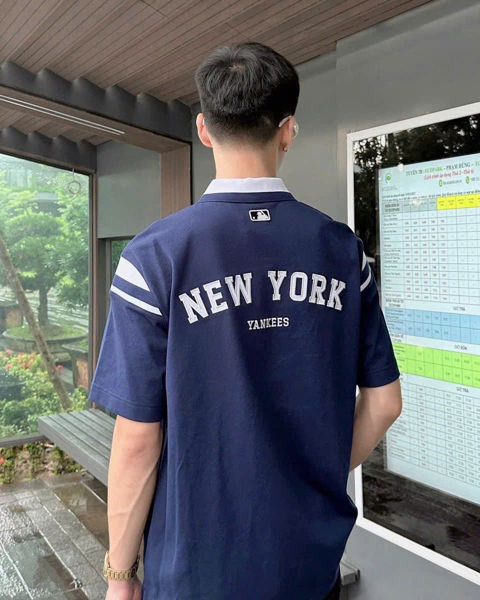  Áo Polo MLB [Unisex] - Varsity Shoulder Color Overfit Collar NY Yankees - 3APQV0143-50NYS 