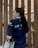  Áo Polo MLB [Unisex] - Varsity Shoulder Color Overfit Collar NY Yankees - 3APQV0143-50NYS 