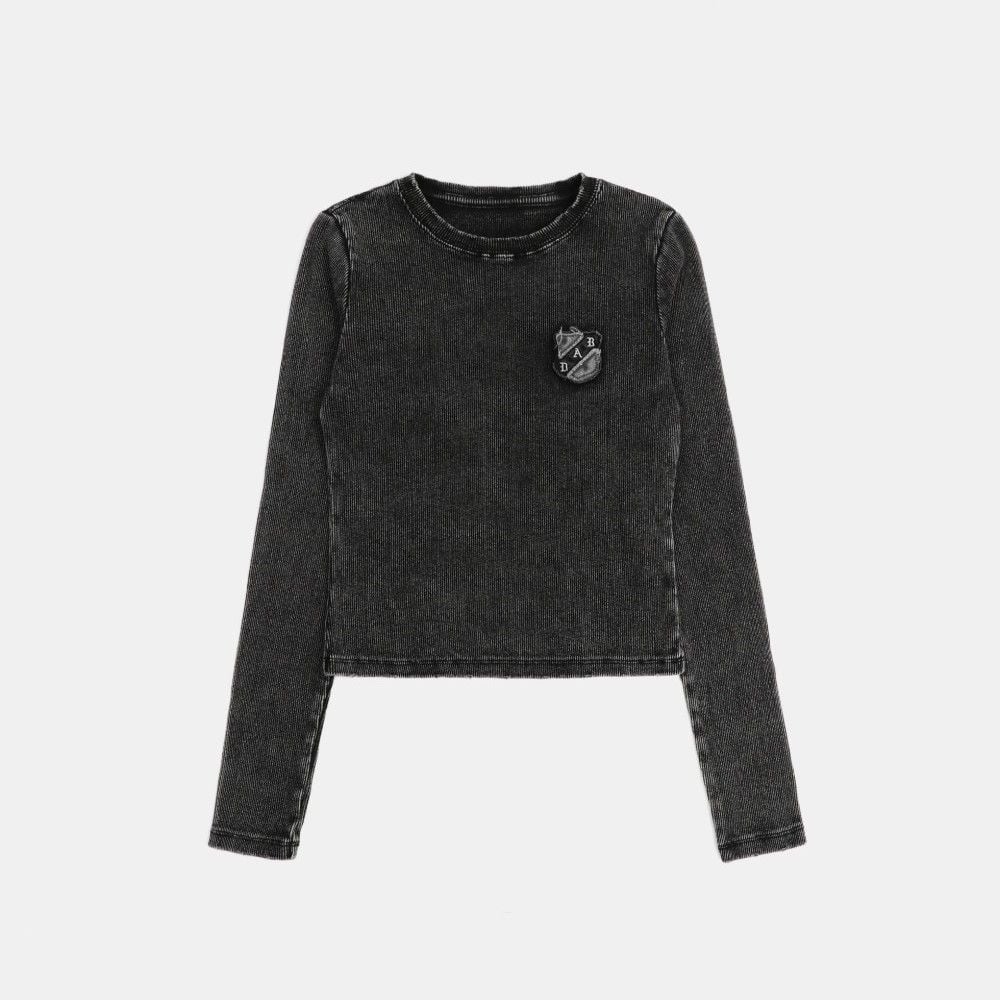  Áo Thun Dài Tay [Unisex] Badblood - [w-tee25-015] Rusty Denim Muscle Long Sleeve Black 